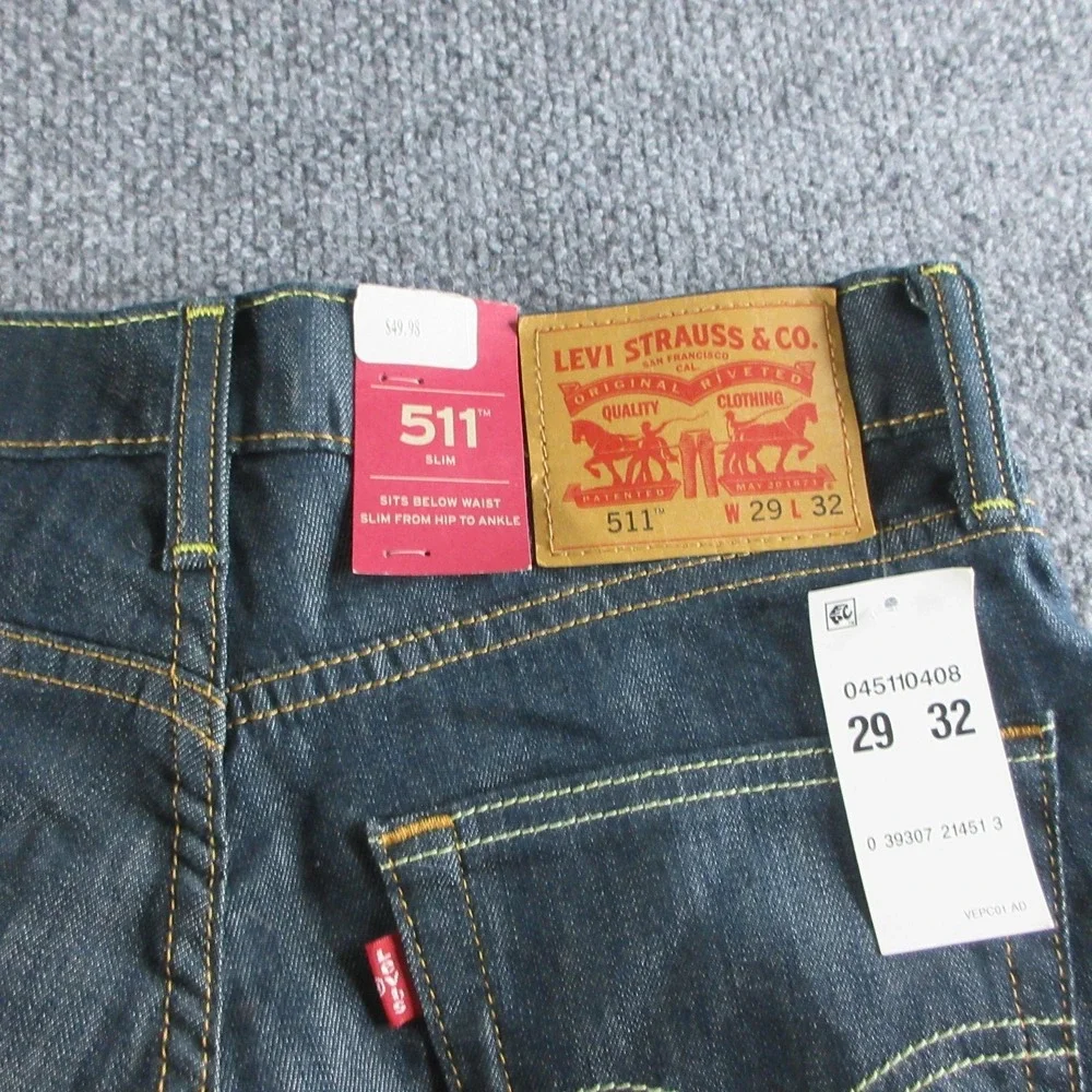 Levis 511 Jeans Mens 29x32 Blue Slim Tapered Dark Wash Stretch Denim Casual